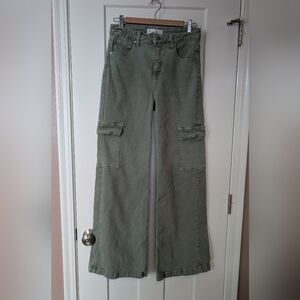 Wide Leg Olive Green Jeans